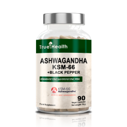 Ashwaganda True Health Ashwagandha KSM-66 + Black Pepper - 90 kapsułek VEGE