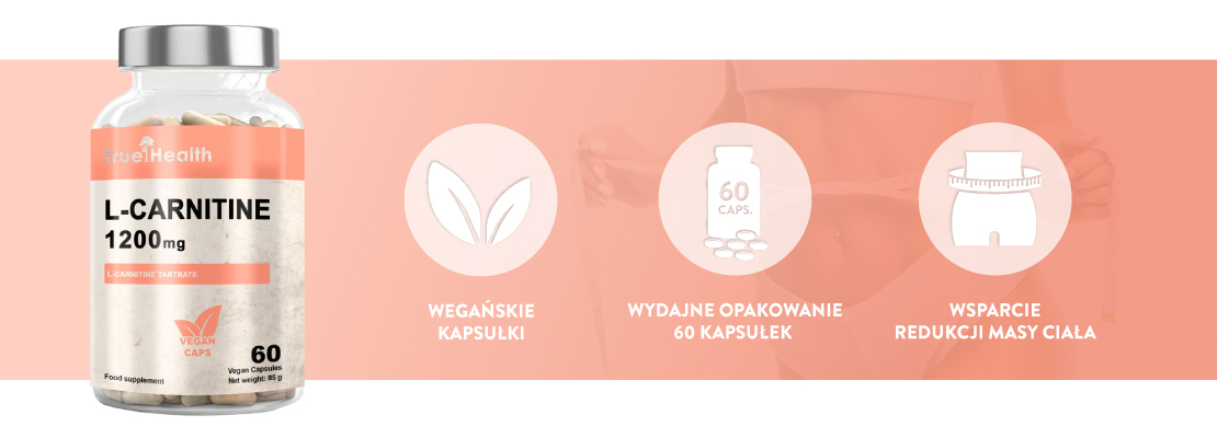 infografika produkt L-karnityna True Health kluczowe cechy